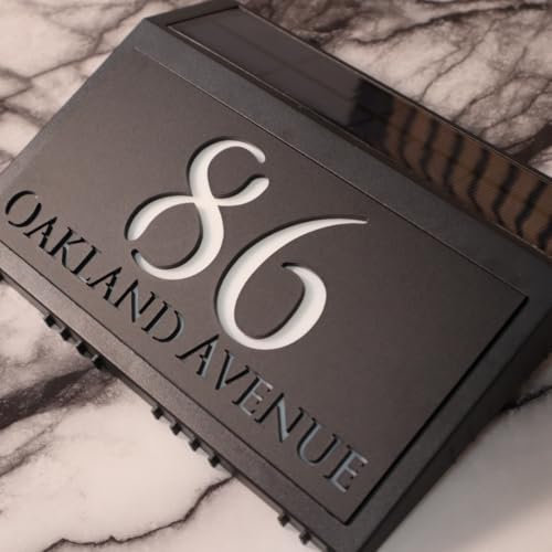 K Smart Sign | LaLuce LED F2728 | House Plaques With Back Lit Illuminated Numbers House Signs Door Number For Wall House With Light NamemFor Outside (A5 - BLACK CLASSIC)