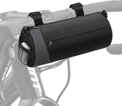 FINPAC Fahrrad Lenkertasche, Multifunktionale Fahrradtasche Lenker Aufbewahrungstasche mit Reflexstreifen, Pendlertasche mit abnehmbarem Schultergurt für MTB, Gravelbike, Rennrad, Schwarz