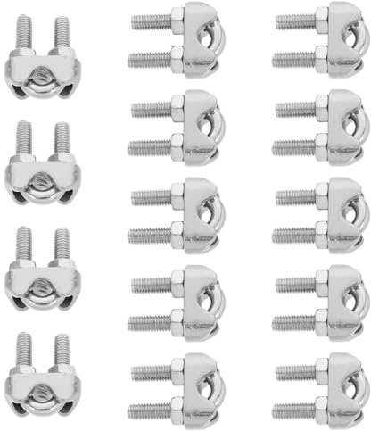 JECOMPRIS 20pezzi U-shaped Stainless Steel Cable Clamp for Wire Rope Fastening and Secure Metal Clips for Construction and Mechanical Applications