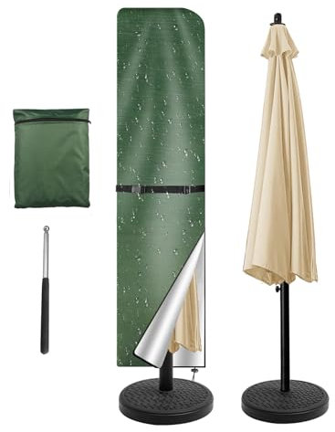 NAKIHOUSE Housse de protection pour parasol - Imperméable - Résistante aux intempéries - Anti-UV - Coupe-vent - Pour parasol d'extérieur et de marché - 240 x 57/57 cm - Vert