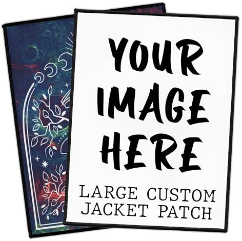 Groß Individuell Aufnäher 16.5cm bis 36cm | Personalisiert Jacke Rückenpatch mit Wunschmotiv, Bild, Logo | Selbst gestalten Rückenaufnäher für Kleidung | Custom Iron On Back Patch (16.5cm x 21.6cm)