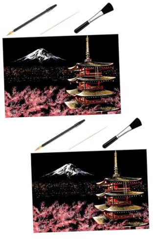 BESTonZON 2sätze Teiliges Kratzbilder Mit Nachtansicht Und Zubehör Einschließlich -stick Goldplattierter Kratzstift Und Pinsel Für Kreative Malprojekte Und Dekorative Wandkunst
