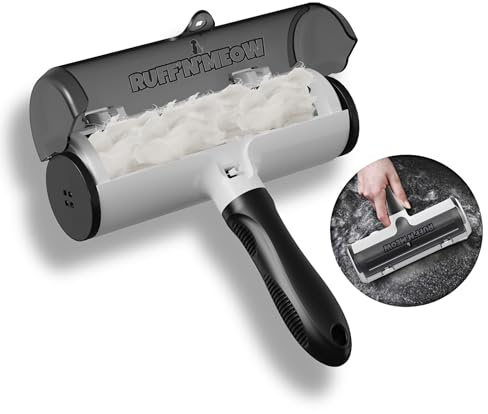 Ruff’N’Meow Pet Hair Remover Tool – Reusable Lint Roller for Dog & Cat Hair – Multi-Surface Fur Remover for Couch, Furniture, Carpet, Bedding & Car – Portable Pet Owner Essential – Built-in Fur Bin