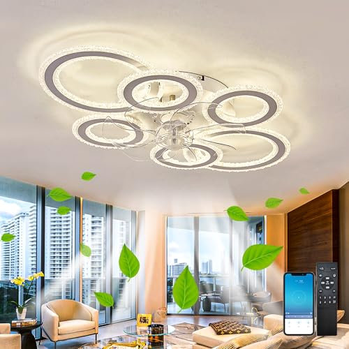 Ventilatore da soffitto grande da 75,9 cm con luce LED dimmerabile funzione memoria ventilatore da soffitto con telecomando 6 velocità timer reversibile silenzioso ventilatore da soffitto luci