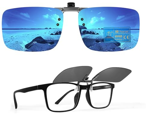 TEMSO Clip On Sunglasses Polarized Flip up Driving Glasses For Men Women,UV400 Protection|HD Vision|Anti Glare|Safe Driving