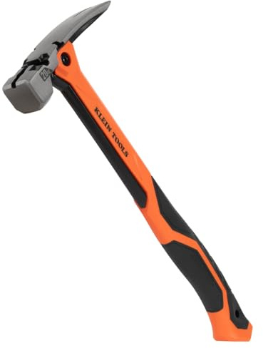 Klein Tools H81020 Anti-Vibration Smooth Face Hammer with Straight Claw, 20-Ounce Forged Steel, Magnetic Nail Starter and Extra-Large Squared Strike Face