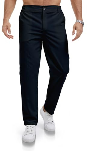 JESDM Pantalones chinos para hombre, elásticos, de verano, corte regular, color sólido, ajuste con cintura elástica, marine, XXL
