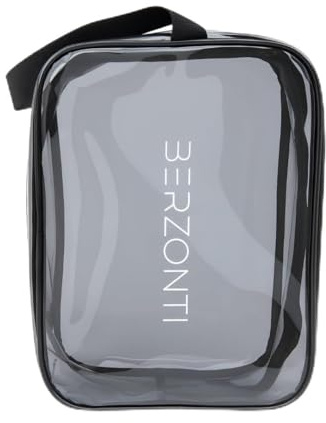 BERZONTI Transparenter XL Kulturbeutel – Kosmetiktasche mit Reißverschluss & Tragegriff aus Nylon – Wasserfest, Unisex, ideal für Urlaub, Reisen, Camping, Sport & Alltag (Schwaz)