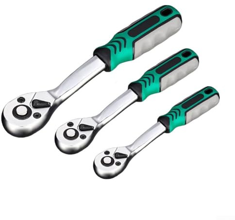 ZWEquipint 72 Tooth Ratchet Wrench Set,With Quick Release Function 5 Degree Rotation Metal Socket Wrench,1/4 3/8 1/2 Inch Drive Rotating Reversible Tool,For Mechanics(3pcs)