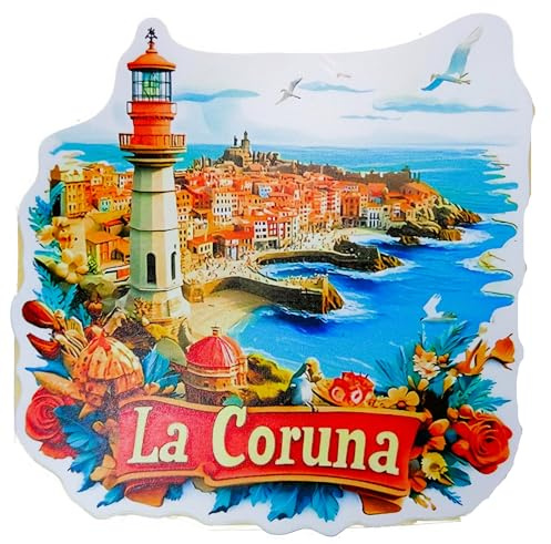 großer 2D Souvenir Magnet La Coruna Galizien Spanien ca. 14 x 14 cm Kühlschrankmagnet Acryl Deko MU K690