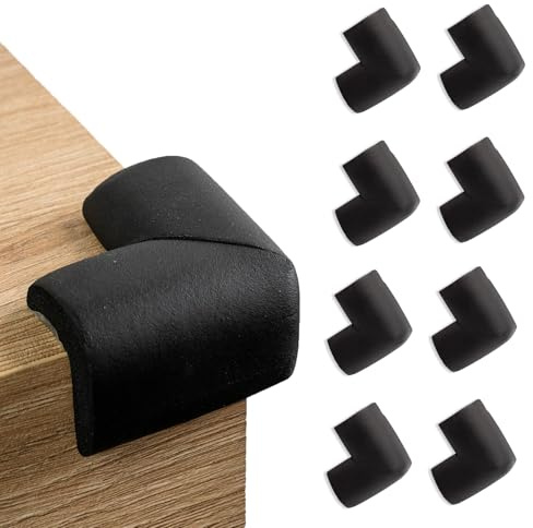 Paraspigoli Angolari in Gomma per Mobili 8 Pezzi – Protezioni Spigoli 90° in Schiuma Morbida con Adesivo – Anti Urto per Bambini, 4,5 cm Interni, Sicurezza Casa