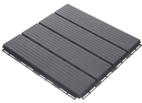 ANDRESLAD Pavimento Esterno Incastro in Plastica per Giardino e Balcone Piastrella Antiscivolo Resistente Facile Installazione Senza Attrezzi Grigio Strisce