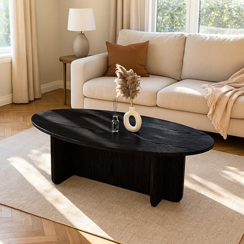 moebel17 Couchtisch Luminous Schwarz Holzoptik, geometrisches Gestell, modern, beistelltisch, Tisch, kaffeetisch, 120x39,8x60 cm, 93434 (Schwarz)