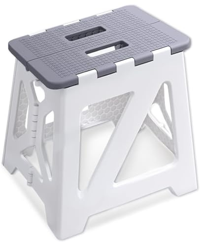 Marchepied pliable, 32,8 cm de hauteur, peut supporter jusqu'à 136 kg, en plastique robuste, design compact et portable pour la maison, la cuisine, la salle de bain et l'extérieur