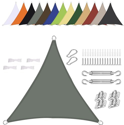 Vela ombreggiante Triangolo equilatero 3x3x3m Impermeabile Tenda a Vela Parasole Protezione Solare Anti UV per Giardino Esterno Terrazza-Grigio