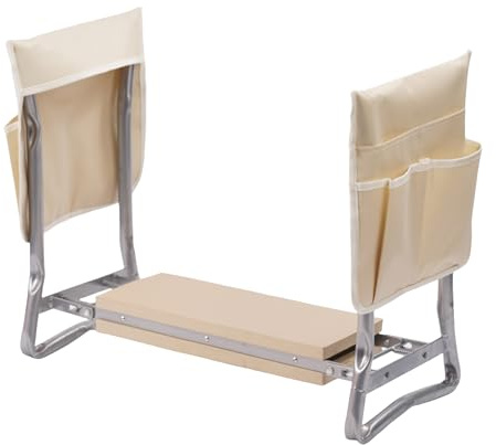 Relaxdays Panca per Giardinaggio 2-in-1, Pieghevole, Imbottita, con Tasche, Ginocchiera e Seduta