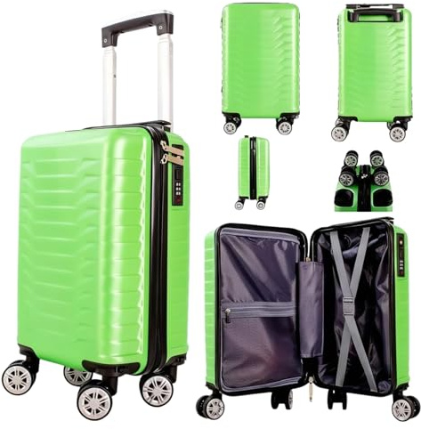 40x25x20cm Underseat Cabin Suitcase with Removable Wheels – Soft Shell Carry on Lightweight Spinner Luggage Underseat Cabin Trolley Detachable Wheels 1627 (Lime Green)