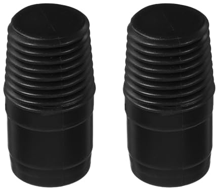 Cabilock 2pcs Black Threaded Extension Rod Tips for Broom Handle Repair, Pp Material Sturdy Push Broom Handle Grip with Universal Threaded Ends, Suitable for Home and Commercial Use