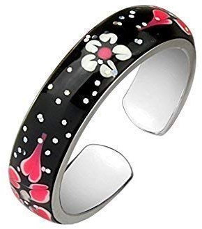 Tapsi´s Coolbodyart® Finger Zehen Ring Messing Rhodiniert Verstellbar Blumen