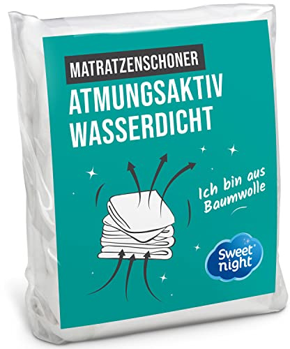 Sweetnight - Matratzenschoner 180x200 cm | Baumwoll | Wasserdichte und saugfähig Matratzenauflage | Leise und atmungsaktiv | Geeignet für dicke Matratzen, Weiß
