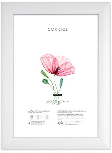 Lupia - Cornice portafoto in Legno da Parete Rainbow White Bianca, per Foto, Stampe artistiche, Poster, Quadri Moderni 50x60 cm