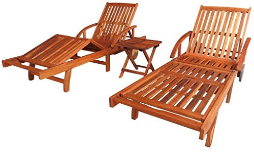Festnight Sonnenliege Liege Gartenliege mit Tisch aus Akazienholz Braun