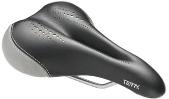 Terry Liberator X Elite Fahrradsattel – flexibel & bequem – breiter Cutaway, flache Oberseite, schwarzer Lederbezug