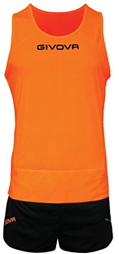 Givova KITA07, Unisex fotbollströja och shorts - Vuxen, Fluorange/Svart, XS