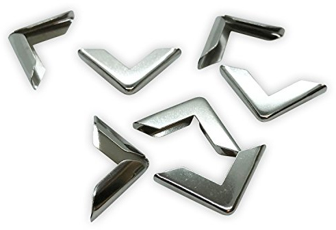 Buchecken/Buchbeschläge aus Metall, vernickelt/silber, 16x16x3,5mm | 40 Stück vernickelte Buchecken aus Metall für vielseitige Bastelprojekte und dekorative Zwecke