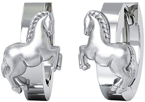 Tiwoca® Jewellery pendientes de aro de caballo para niños, sin níquel, plata de ley 925, incluye estuche para joyas y paño para limpiar joyas