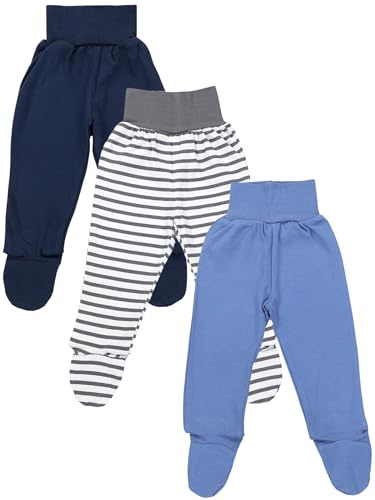 TupTam Pantalones Bebé con Pies 3 Pack Algodón Niño Suaves Cómodos Oeko-Tex