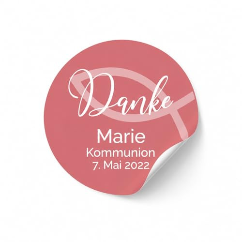 Personalisierte Danke Aufkleber – Selbstklebende Etiketten für Taufe, Kommunion, Konfirmation & Firmung, Hochzeit