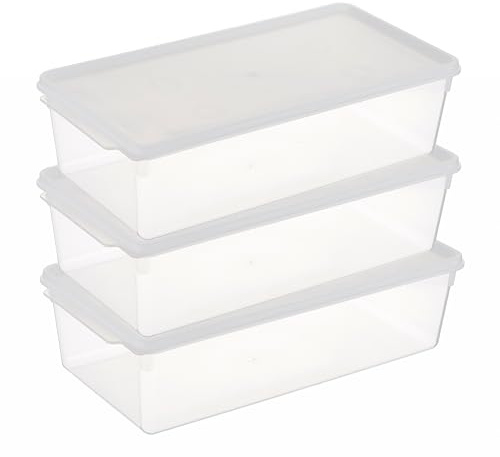 MiraHome Gefrierdosen XL 3x5L rechteckig – Vorratsdosen mit Deckel luftdicht – Transparente Frischhaltedosen mit Deckel – Aufbewahrungsbox Küche für Mealprep & Organisation – Austrian Quality