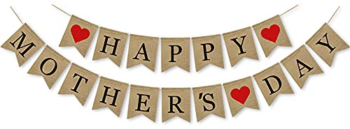 SWHATYW Jute-Banner Happy Mother's Day, Wimpelkette, Girlande, Dekoration