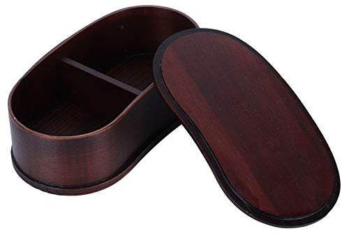 Fiambrera, fiambrera japonesa de madera natural para picnic para el hogar para la oficina(17*9 waist-shaped old lacquer lunch box, blue)
