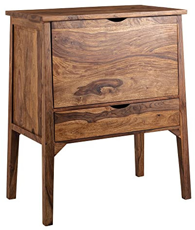 möbelando Design Sideboard 90 x 107 x 56 cm Kommode Sheesham Massivholz | Highboard 1 Schublade 2 Klapptüren braun | Schubladenkommode Aufbewahrung
