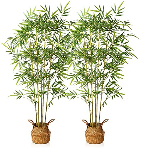 Kazeila Künstliche Pflanzen Groß 160cm Bambus Kunstpflanzen im Topf Kunstbaum Zimmerpflanze für Home Garten Büro Deco(2 Pack)