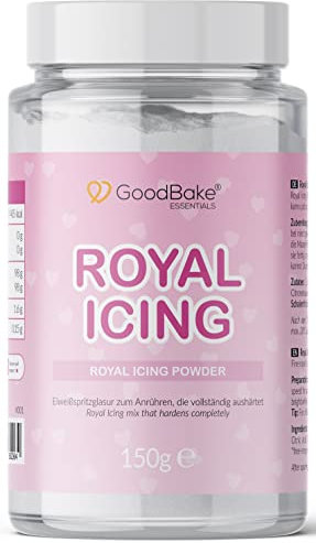 GoodBake Royal Icing (150g) Fertigmischung zum Anrühren - Dekorieren & Verzieren von Keksen, Hochzeitstorten, Cake Pops