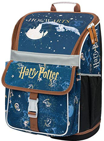 Baagl Schulranzen Jungen Mädchen für 1. Klasse - Ergonomische Schultasche für Kinder - Schulrucksack mit Brustgurt - Grundschule Ranzen Tornister (Harry Potter Hogwarts)