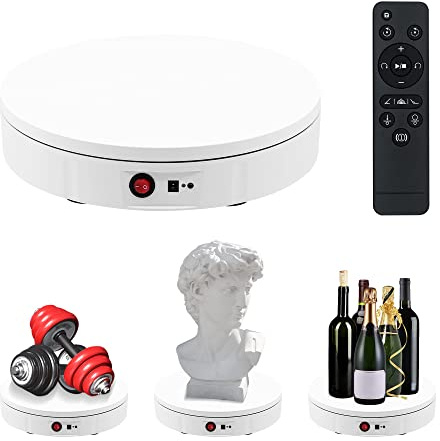 Mcbazel Plato Giratorio eléctrico de 360 Grados para fotografía, Plato Giratorio eléctrico, Mesa de exhibición de Joyas, Relojes, Productos Digitales, 30 cm/11,8 pulgadas/100 k-Blanco