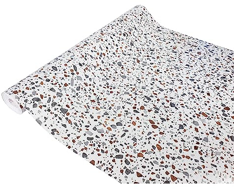 Klebefolie Möbel 67,5x240 cm | Möbelfolie selbstklebend in Steinoptik | Folie für Möbel zur einfachen Renovierung von Türen, Tischen und Regalen | Klebefolie dekorativ und abwaschbar | Terrazzo Grau