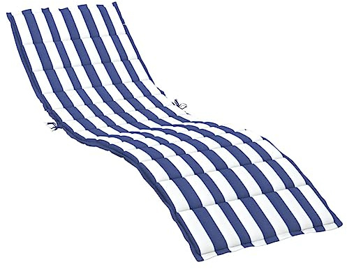 vidaXL Sonnenliegen-Auflage Blau&Weiß Gestreift Oxford-Gewebe