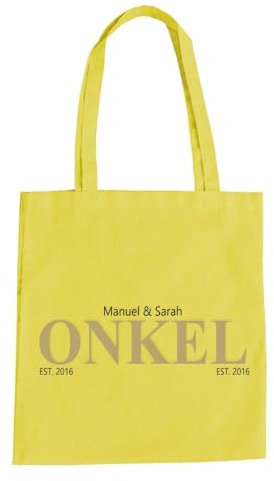Onkel Kinder Geburtsjahr Baumwolltasche - Personalisiert Familiie Geschenk Vater Gelb