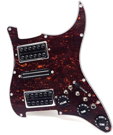 HSH Prewired Loaded Strat Pickguard, Coil Split Humbucker Pickups, Guitar Strat Pick Guard, Guitar Enhanced Output Switch for American/Mexican Fender Stratocaster Style Guitar