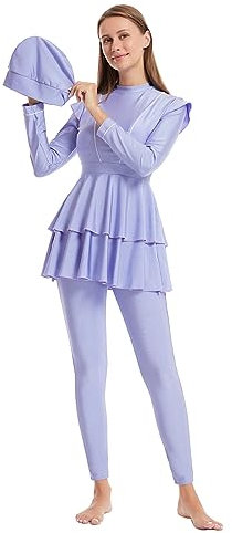 BlueSnow Womens Modest Swimwear Swimsuit Muslim Swimwear Hijab Swimming Beachwear Long Sleeve Surfing Suit (M, Y1)