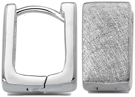 Cassini Eckige Creolen aus 925 Sterling Silber – Gebürstete Damen-Ohrringe mit modernem Design – Klappverschluss, nickelfrei & antiallergisch – Eleganter Statement-Schmuck für jeden Anlass 3CST