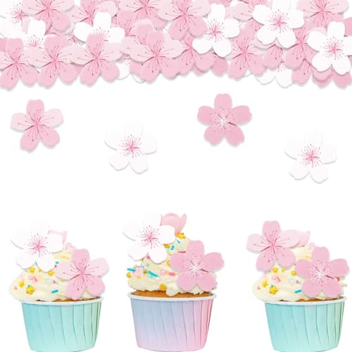 ALEGRE Tårtdekoration, 60 st ätbara blommor, tårtdekoration, ätbara blommor, tårtdekoration, körsbärsblommor, tårtdekoration för bröllop, födelsedag, babyshower, dekorationer