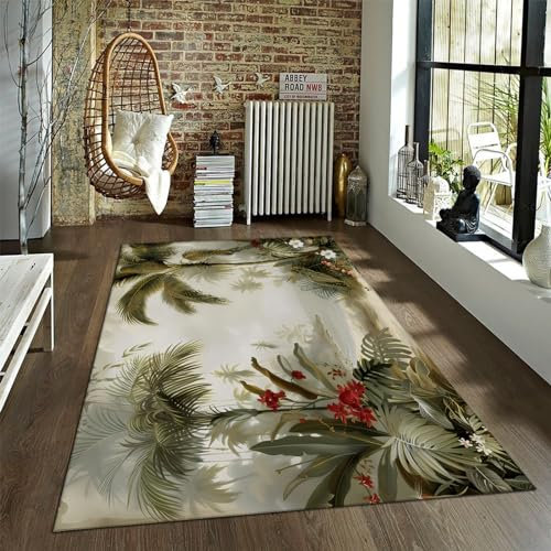 HOBBOY Tropische Pflanzen Bereich Teppich Wald Strand Natur Landschaft teppiche Blumen rutschfeste matten fußmatte eingangsteppich Boden Teppich überwurf teppiche 180 x 300 cm