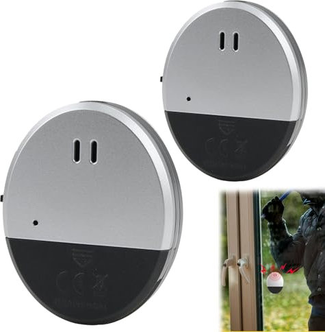 2 Pack Ultra Slim Vibration Alarm - 130dB Window Alarm Sensors for Security, Shed, Door, Glass Break Alert for Home, Office, Dorm Room, RV