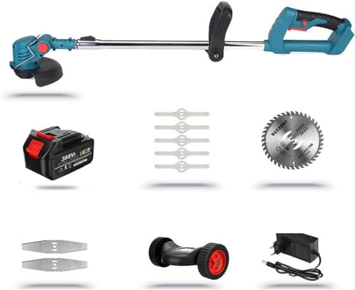 Cortacésped eléctrico inalámbrico para jardín, cortacésped eléctrico de 1800 W, cortacésped inalámbrico, cortasetos, herramienta para cortacésped de poda eléctrica de mano ajustable para jardín (con 1